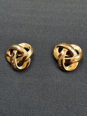 Vintage BLUETTE Made in France Gold Tone Knot Shoe Dress Clips 1980s